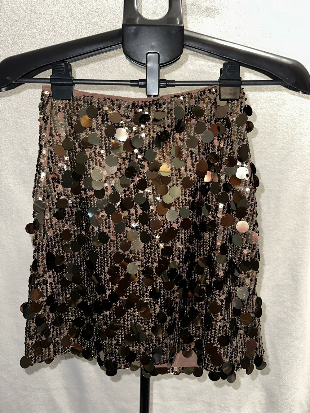 LOFT Brown Sequin Mini Skirt